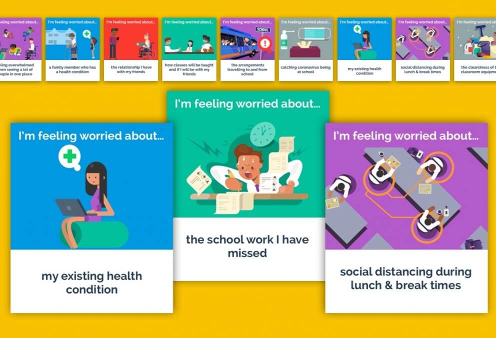 flashcards created for young people's worries